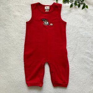 Carter’s Classic Red Baby Romper 6-9M | Sleeveless Bear & Truck Embroidery VGUC